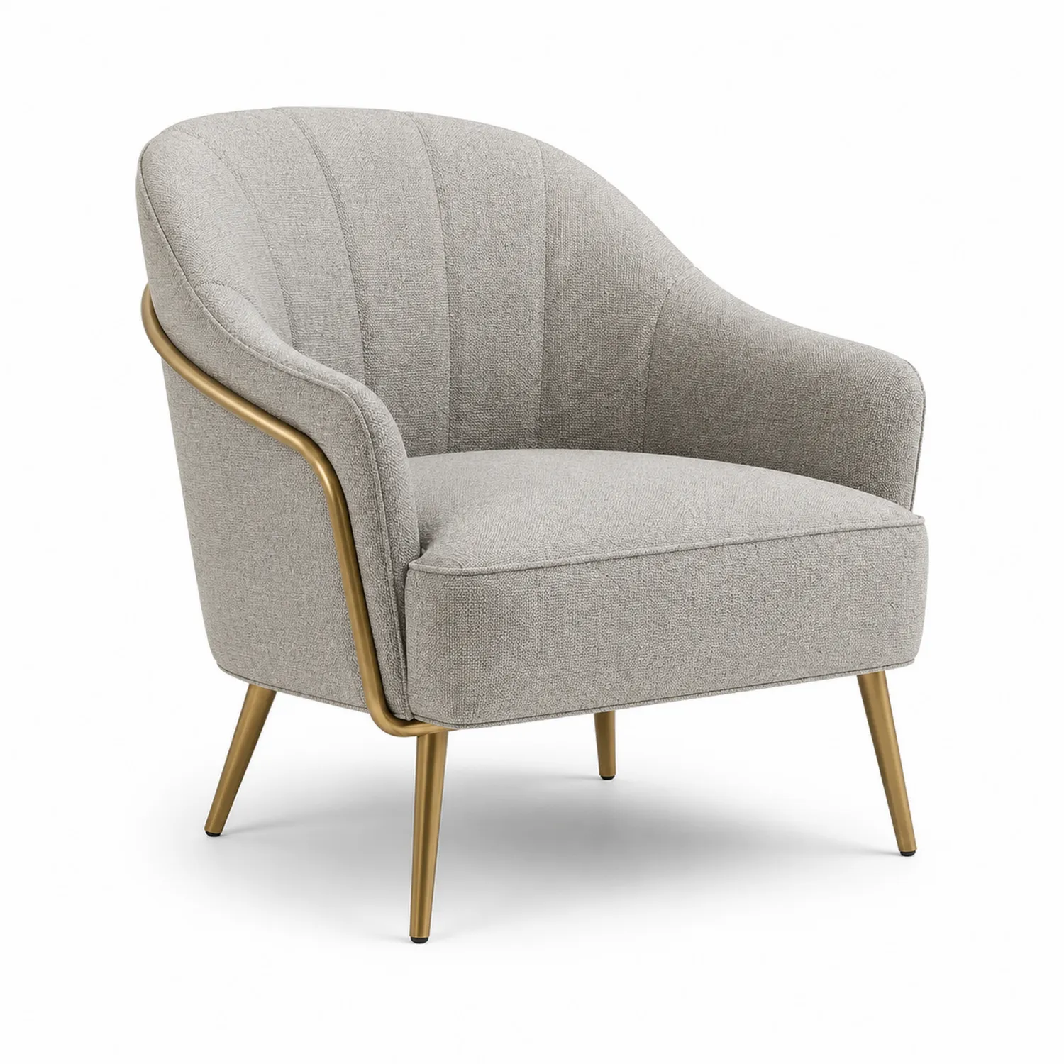 Fauteuil en tissu avec cadre en métal doré