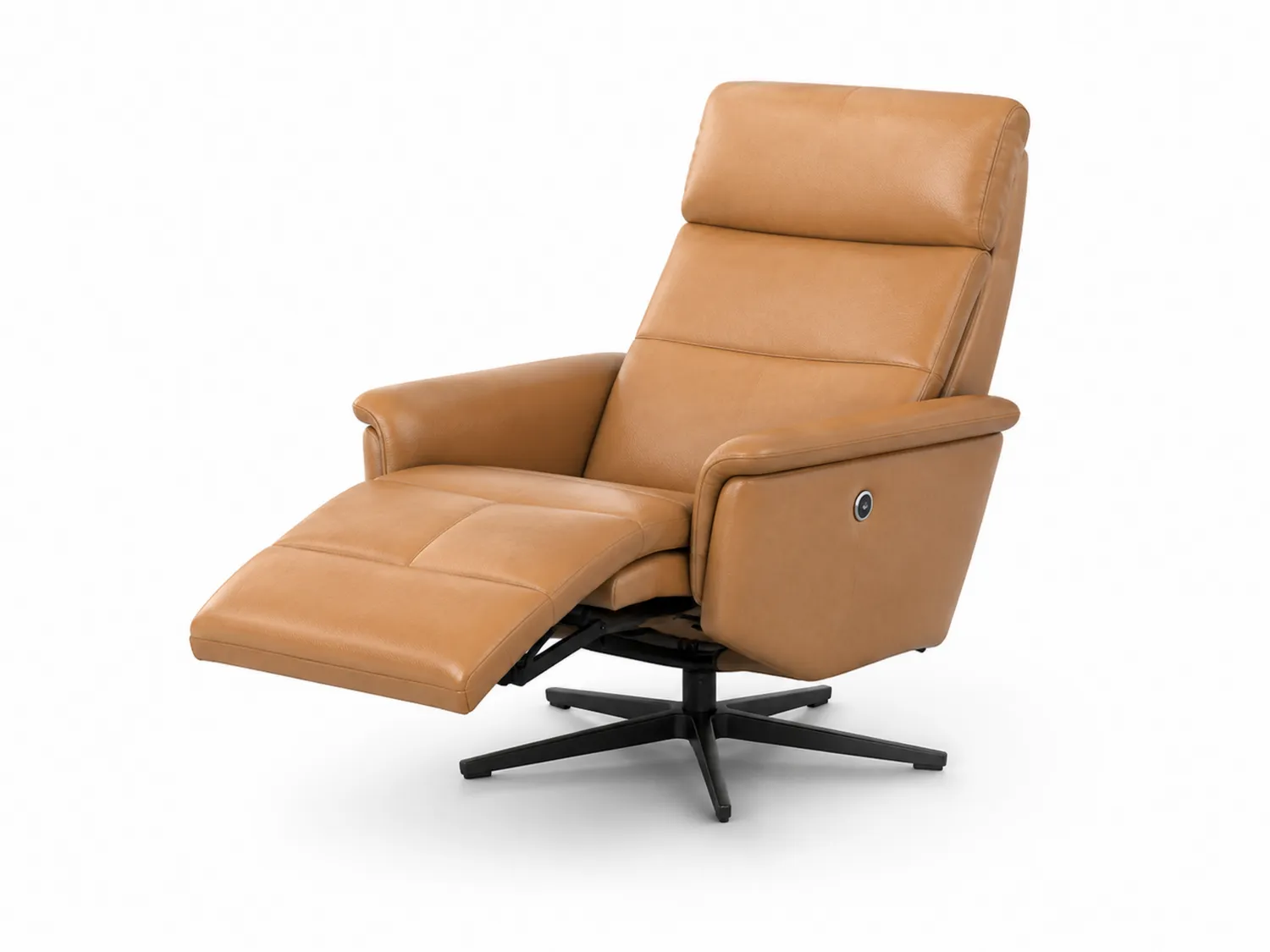 Fauteuil inclinable en cuir avec repose-pieds pivotant Marron