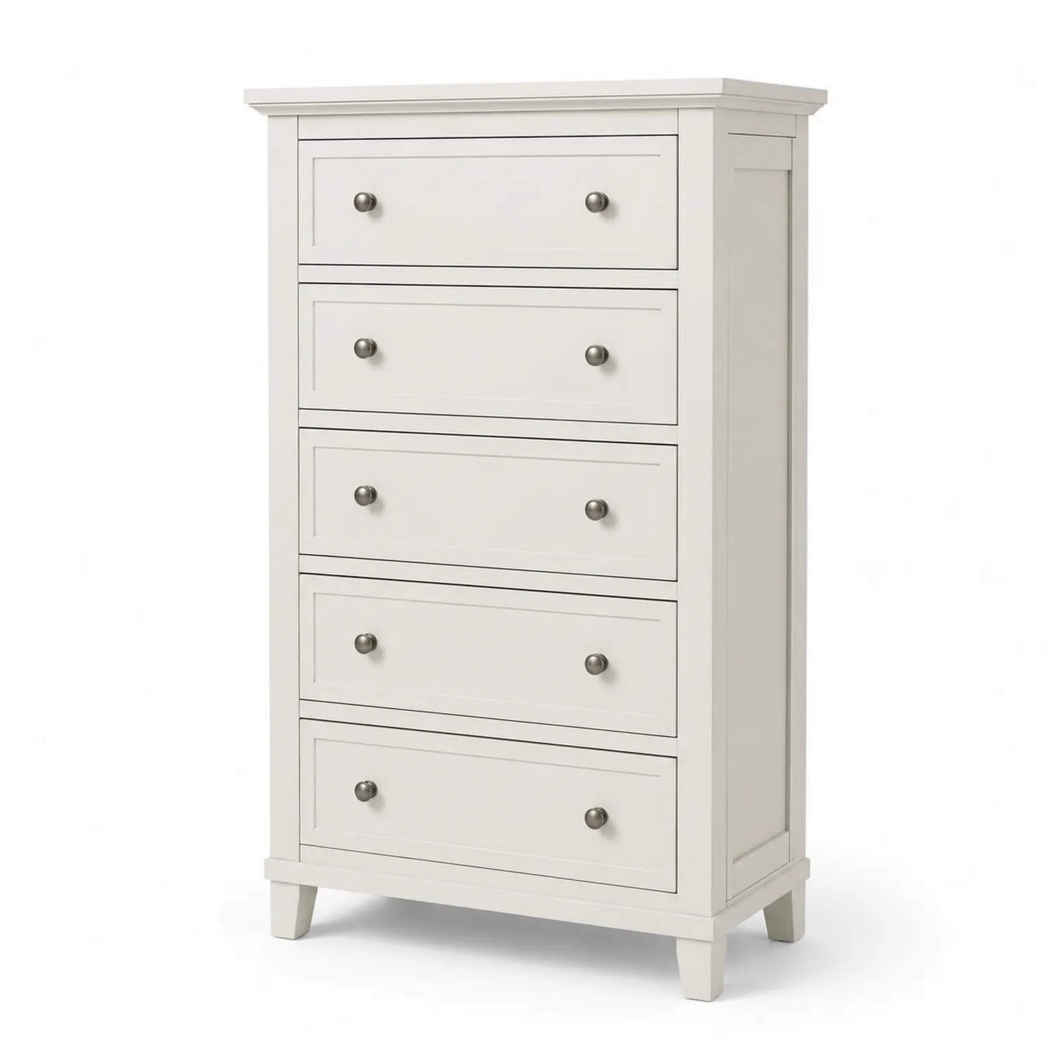 Commode en bois avec 5 tiroirs Blanc crème