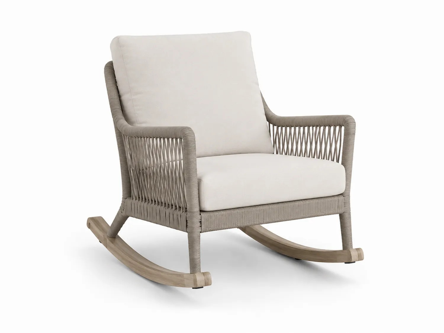 Chaise à bascule en corde avec coussins en polyester Beige