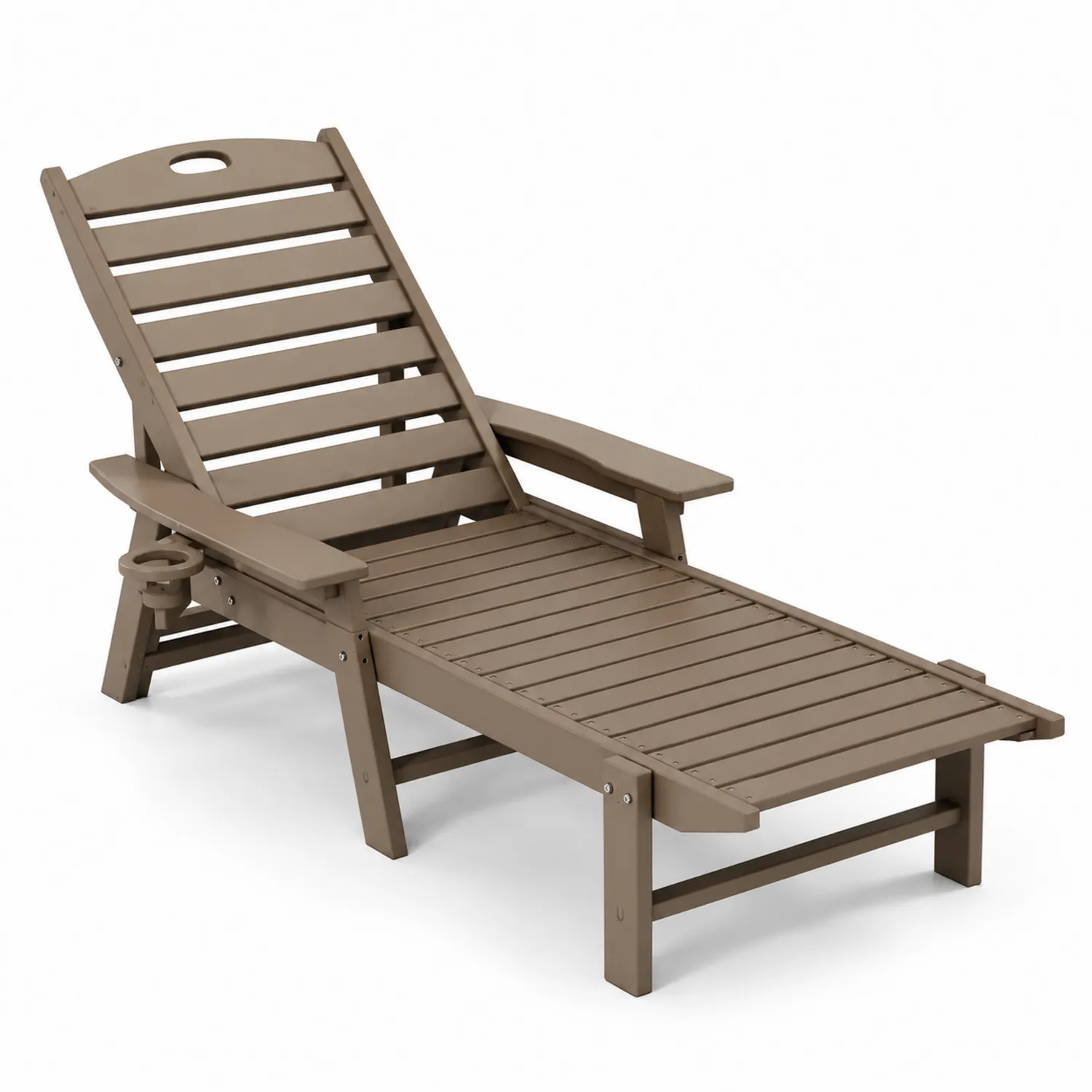 Chaise longue extérieure en plastique marron