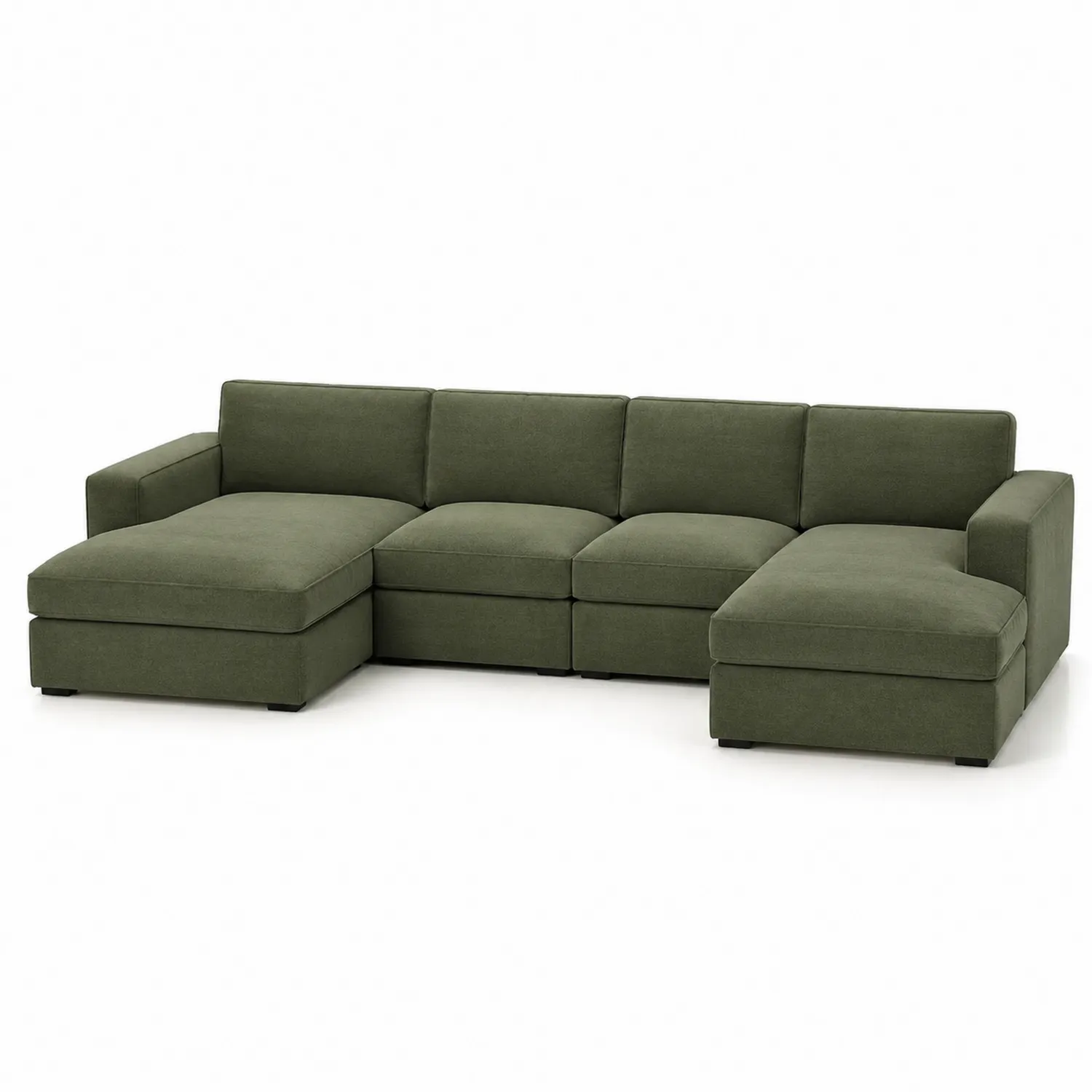 Canapé d'angle modulaire en tissu polyester vert