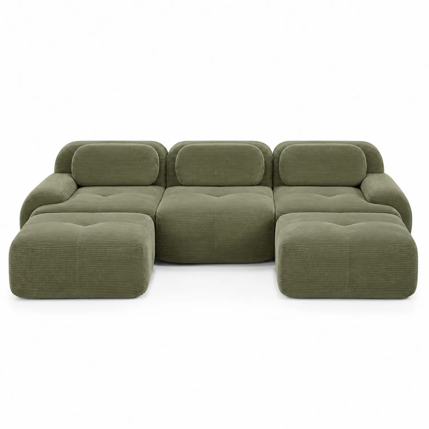 Canapé modulaire en tissu côtelé vert