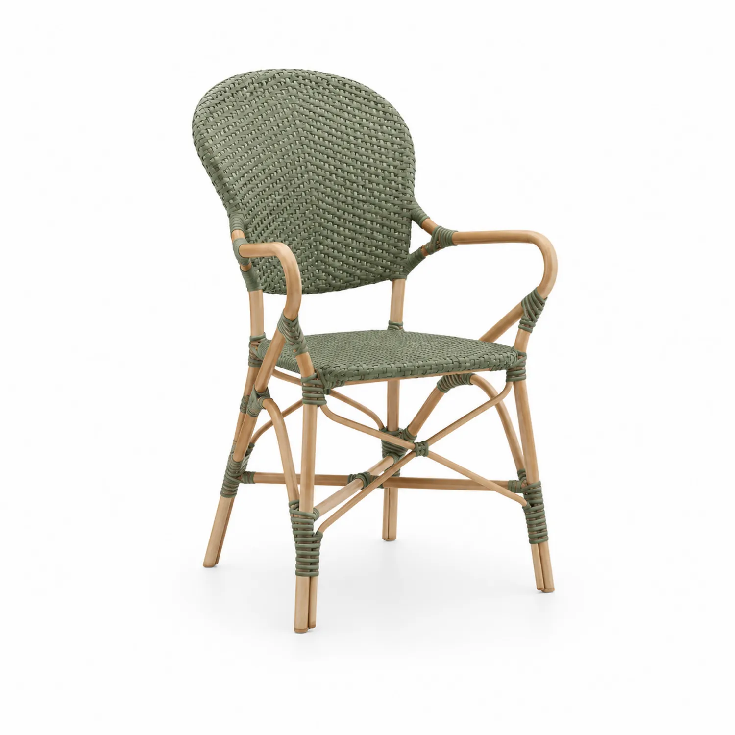Chaise en Polypropylène et Bambou Vert 92 cm