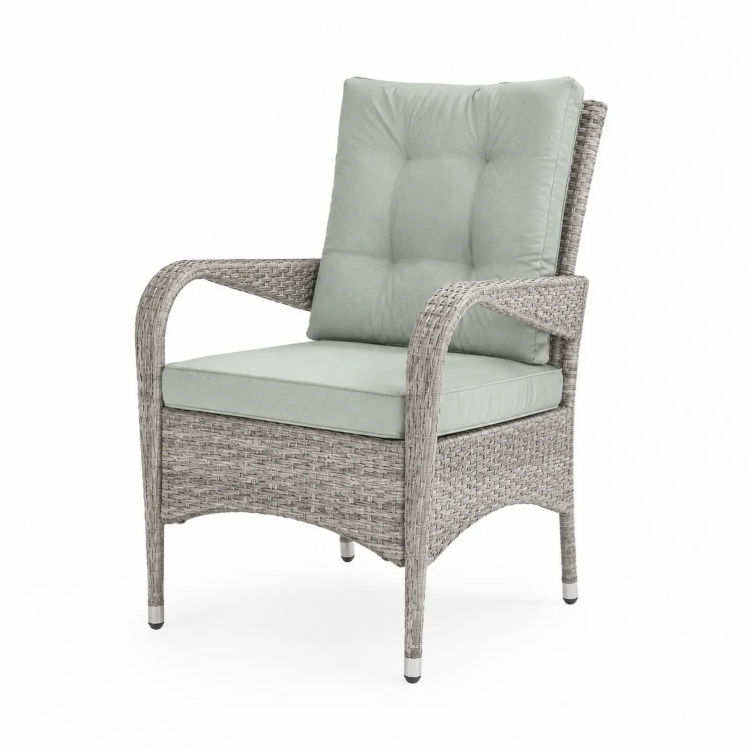 Fauteuil en résine tressée avec coussins en polyester Gris