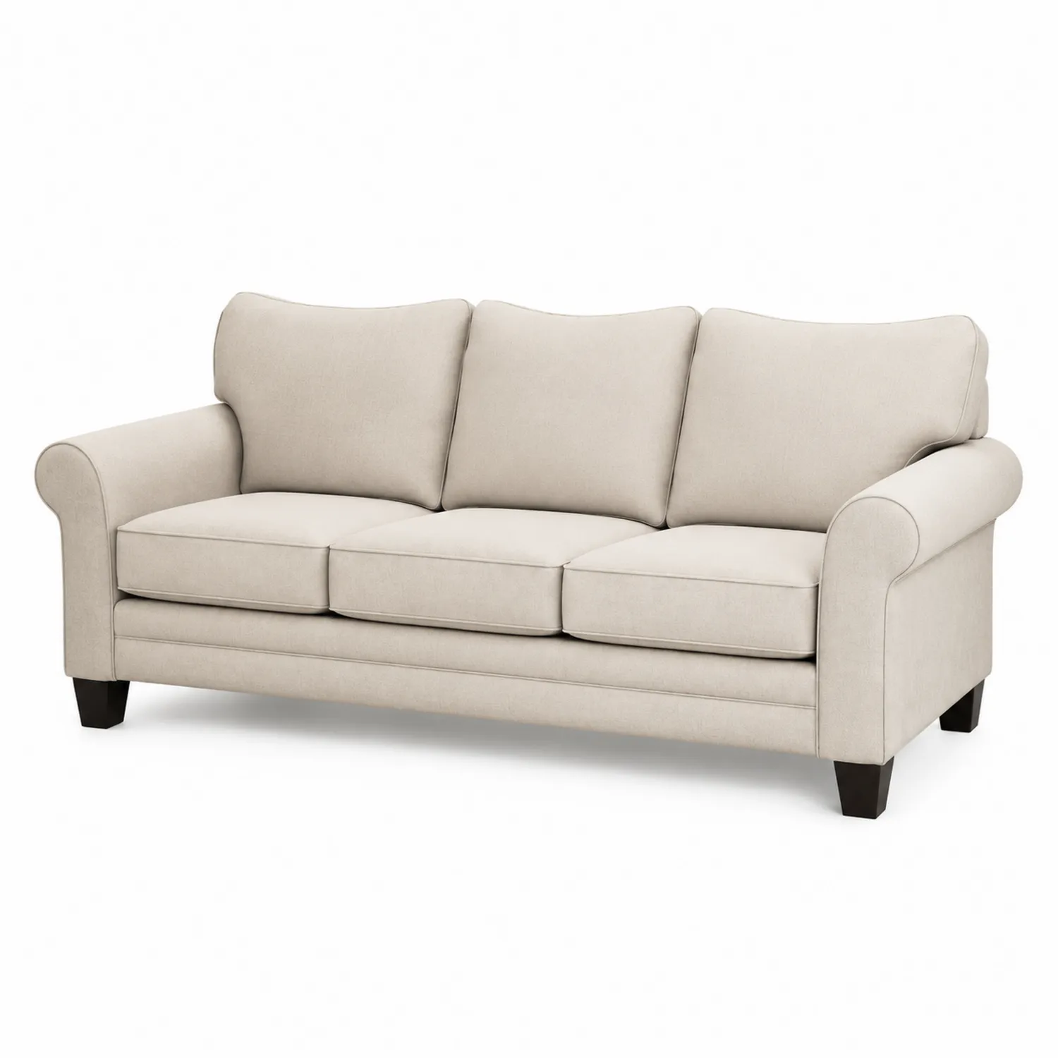 Canapé trois places en tissu polyester beige