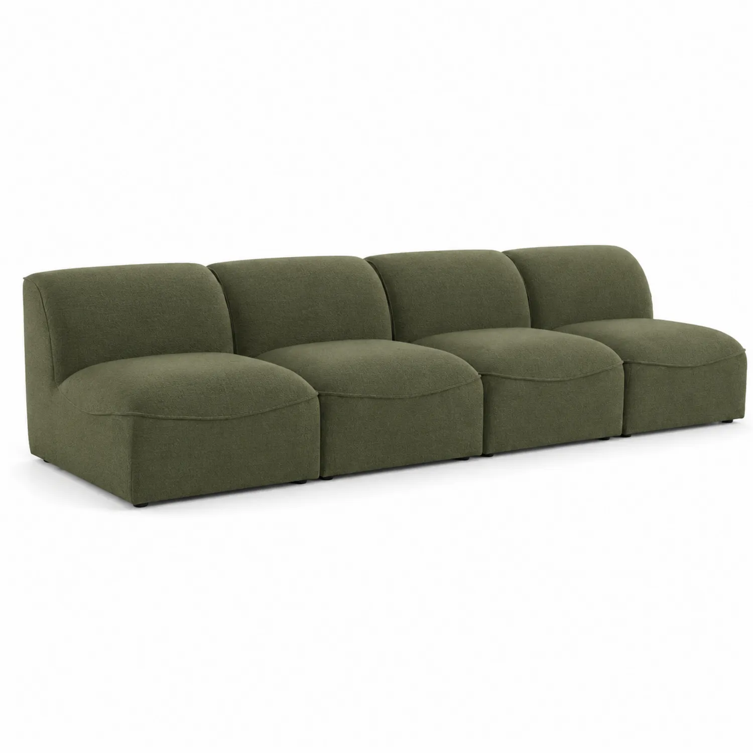 Canapé modulaire en tissu polyester recyclé vert, 4 places