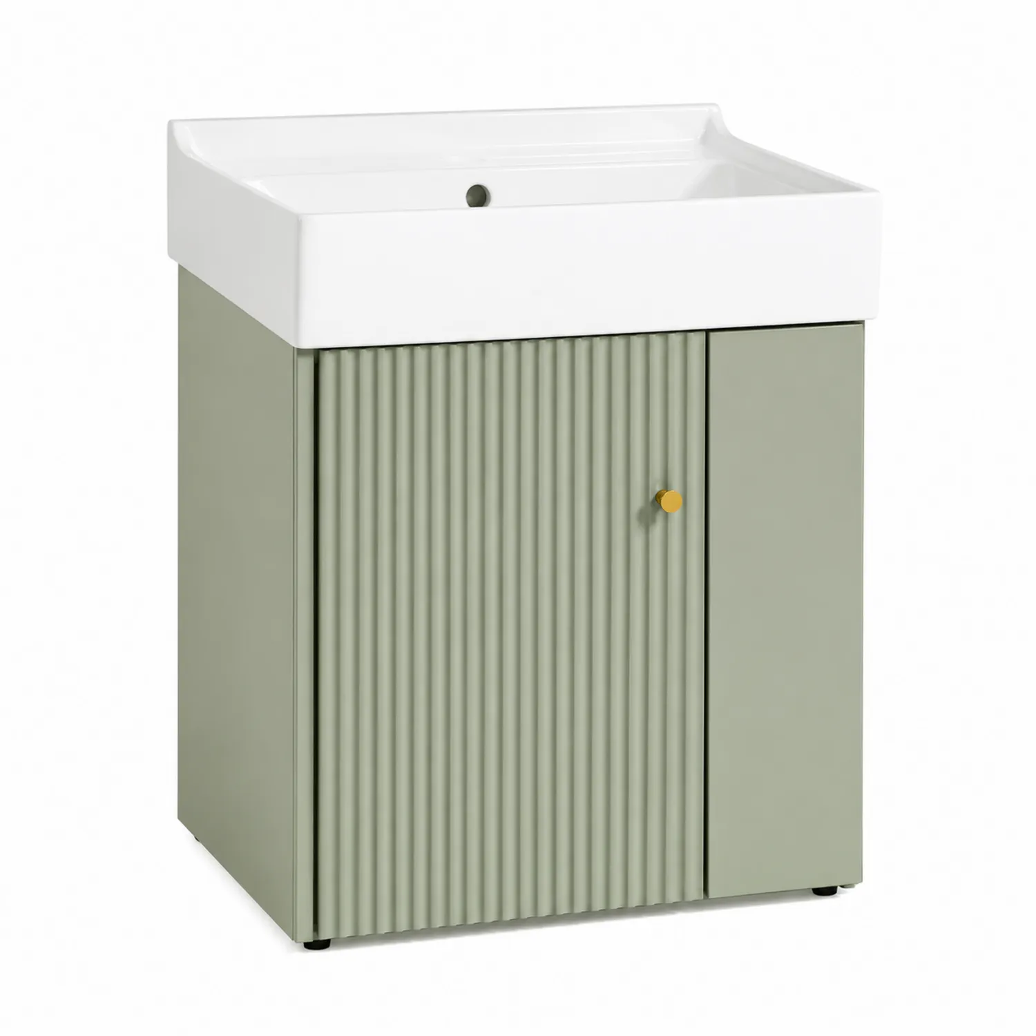 Meuble lavabo en céramique et MDF Vert 80x50x85 cm