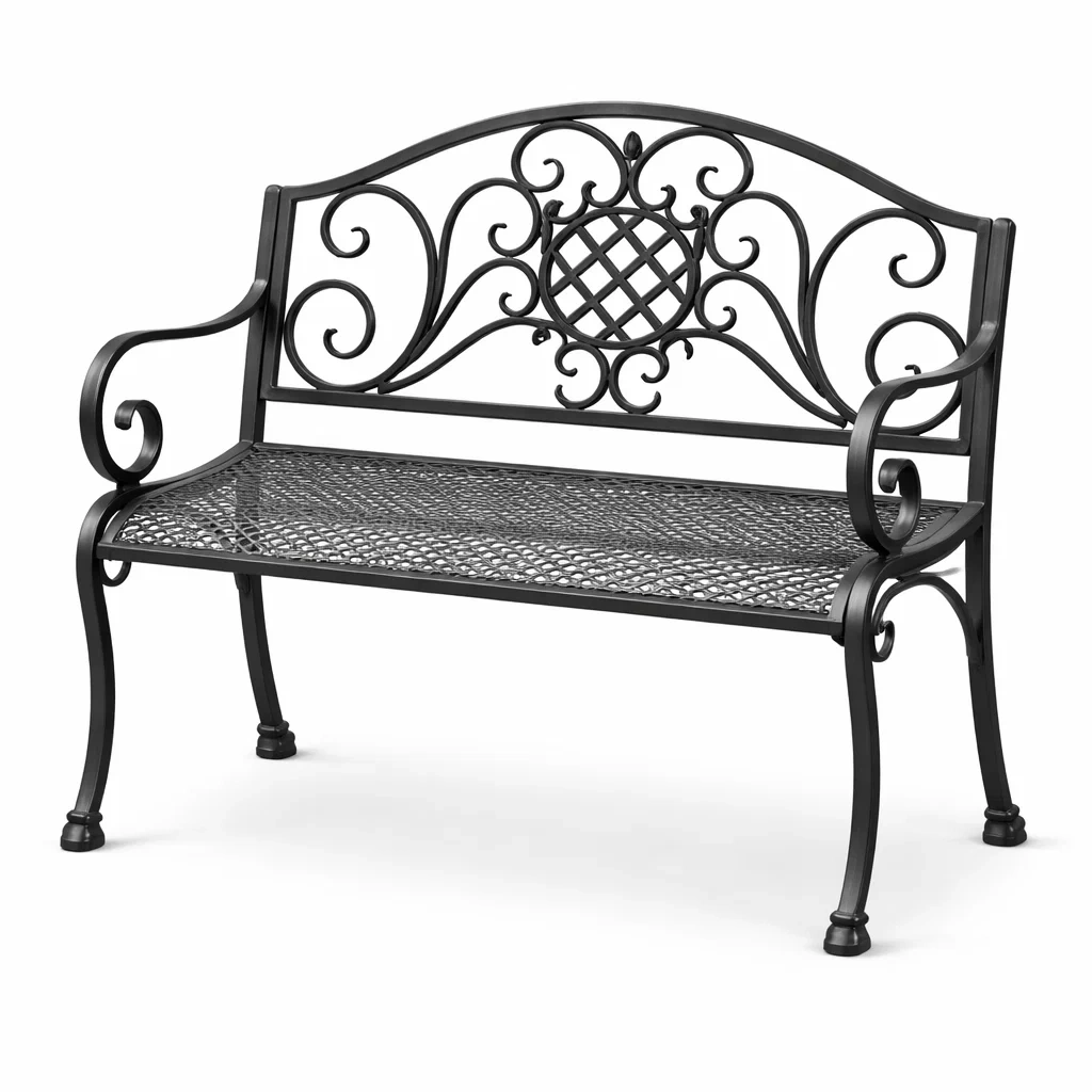 Banc en fer forgé noir-URBANVI BESPLACE