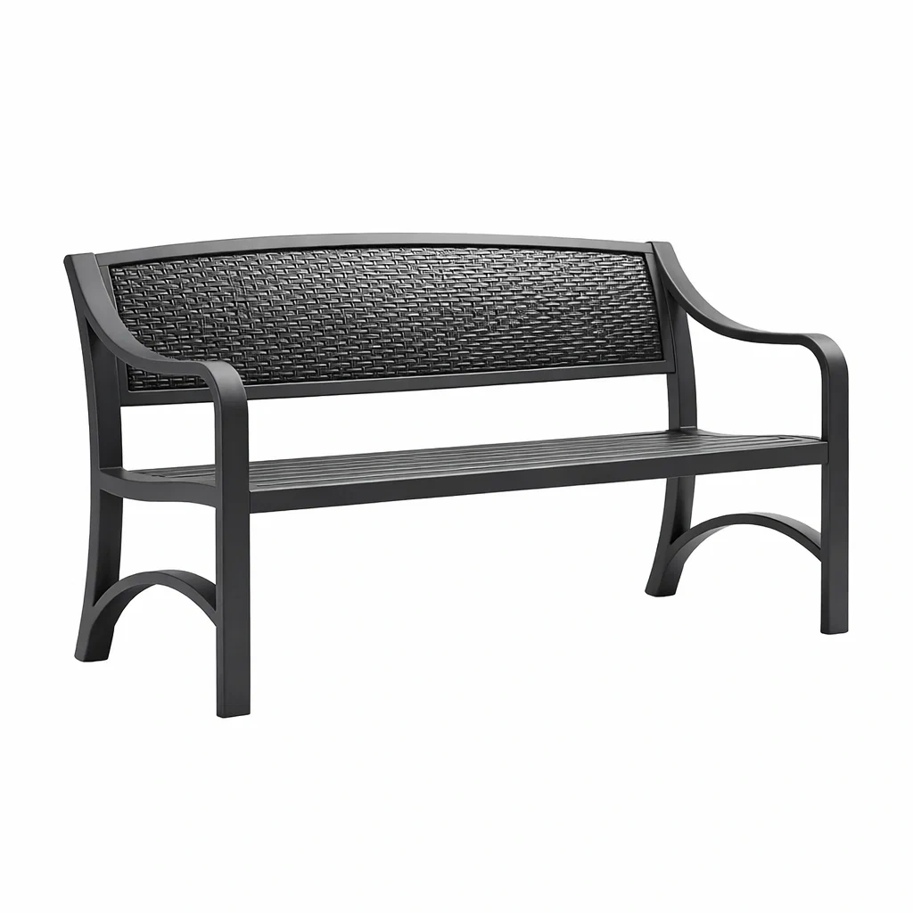 Banc en plastique noir avec motif tressé-URBANVI BESPLACE