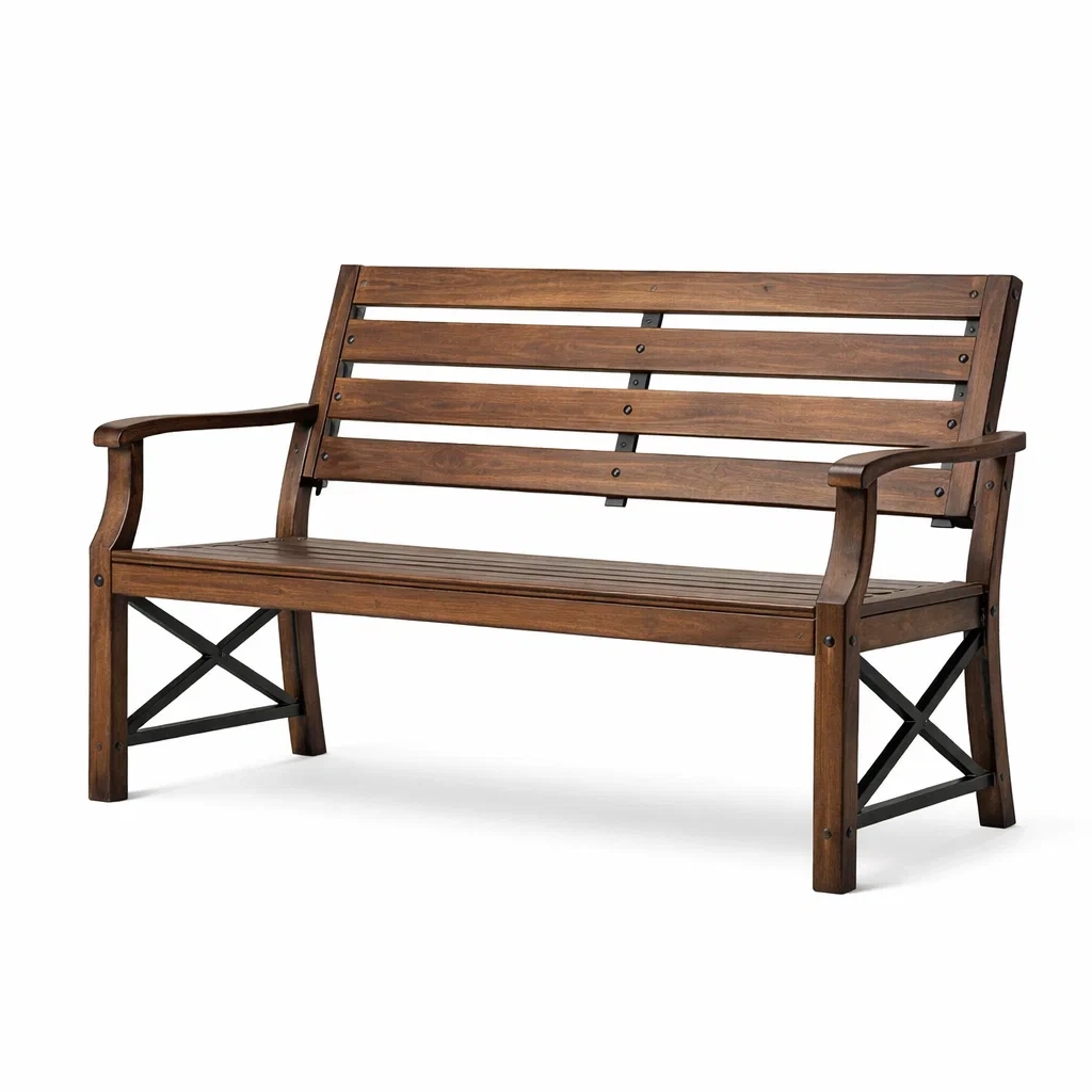 Banc en acacia et métal brun-URBANVI BESPLACE