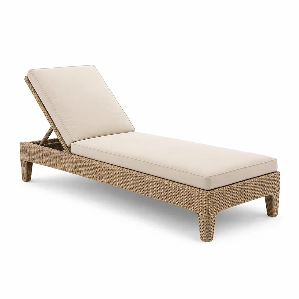 Chaise longue réglable en résine et acier avec coussins beige-URBANVI BESPLACE