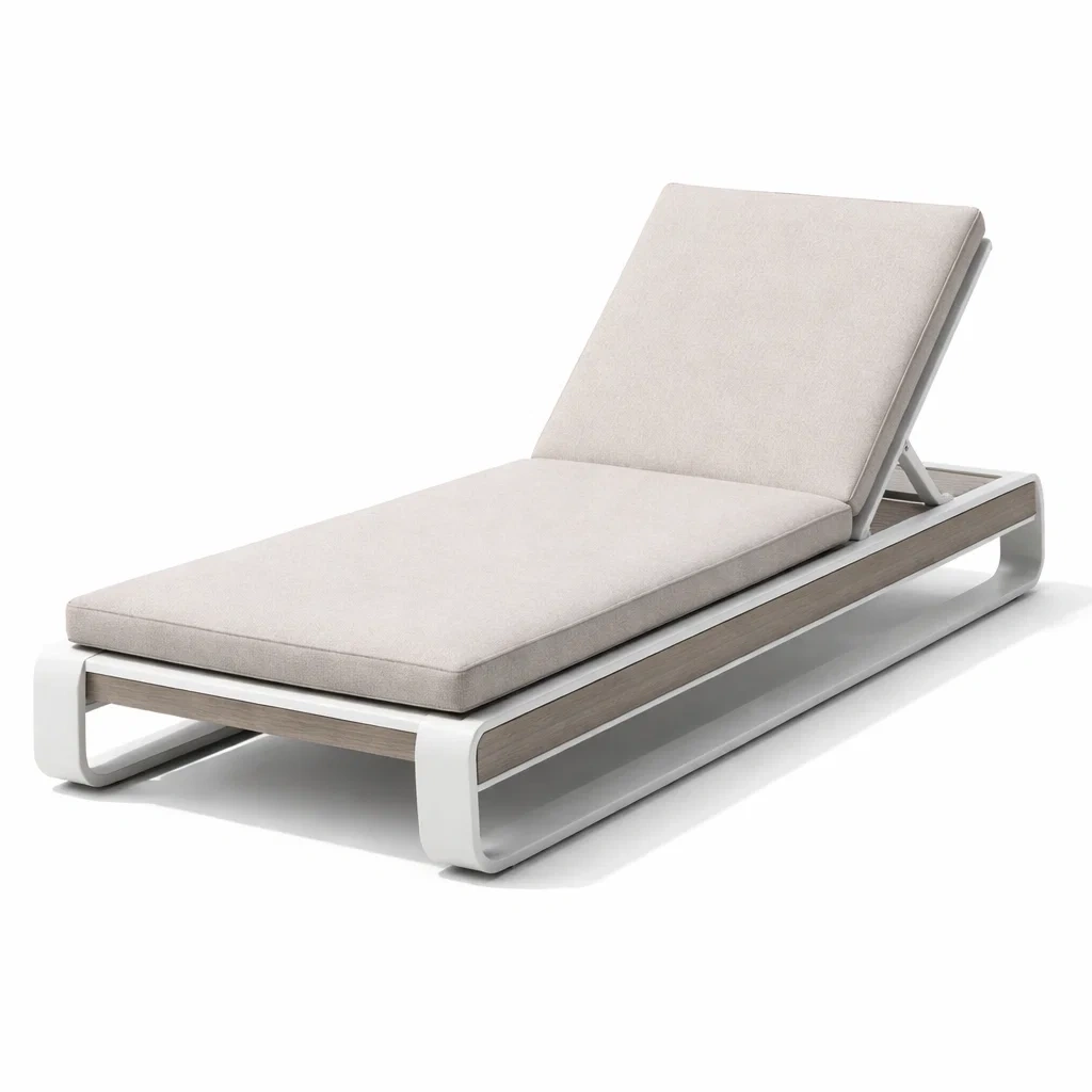 Chaise longue réglable en aluminium et tissu beige-URBANVI BESPLACE