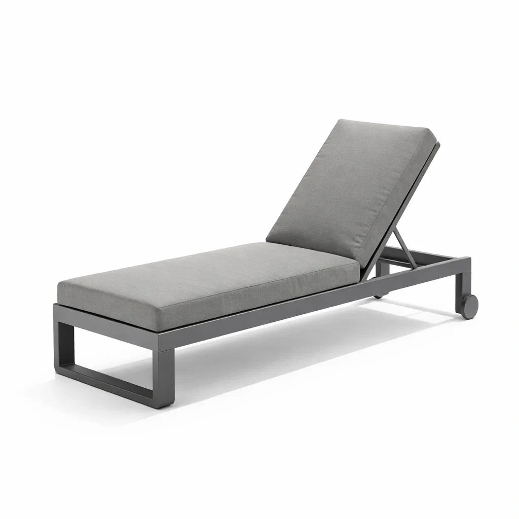 Chaise longue extérieure réglable en aluminium avec tissu gris-URBANVI BESPLACE