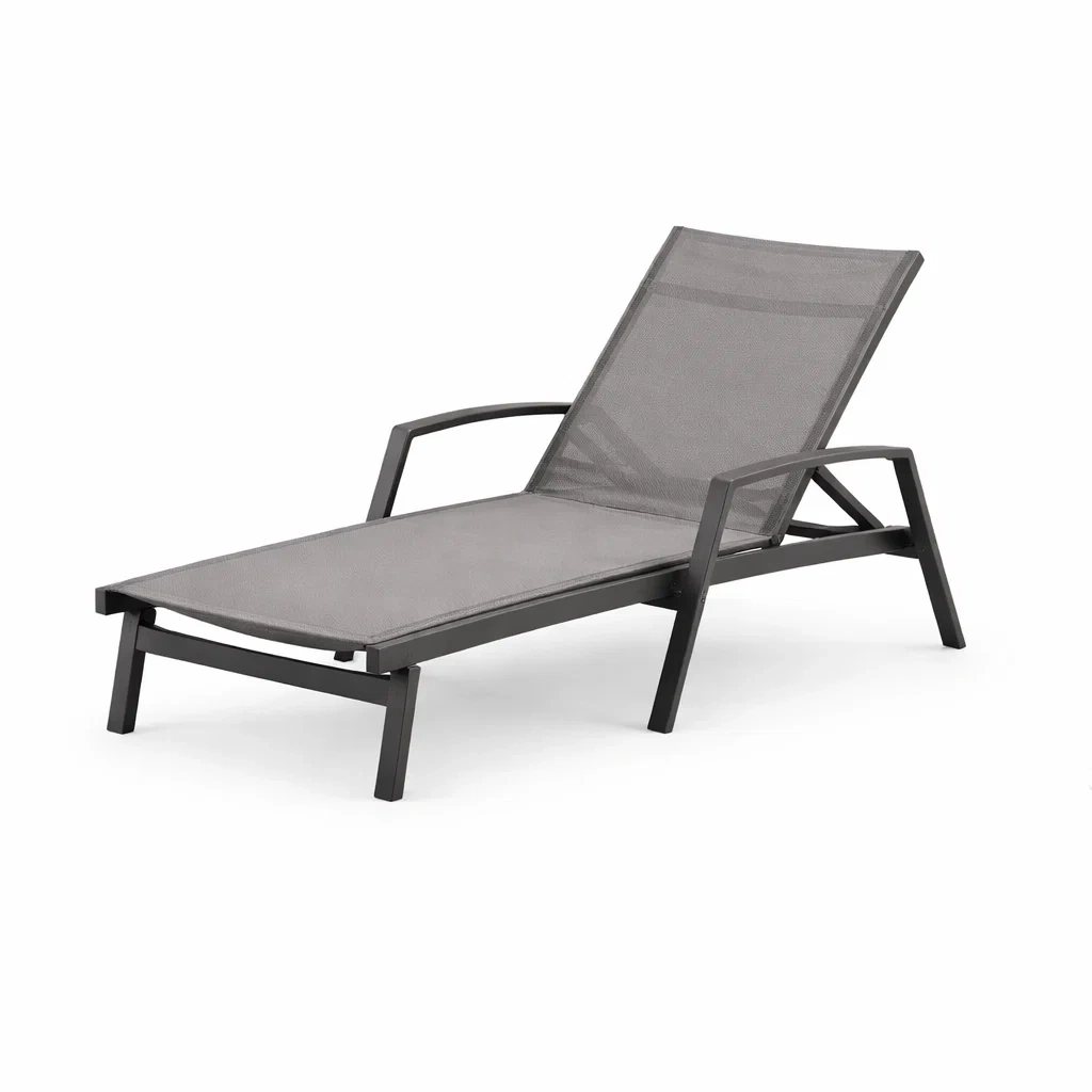 Chaise longue en aluminium avec tissu textilène gris-URBANVI BESPLACE