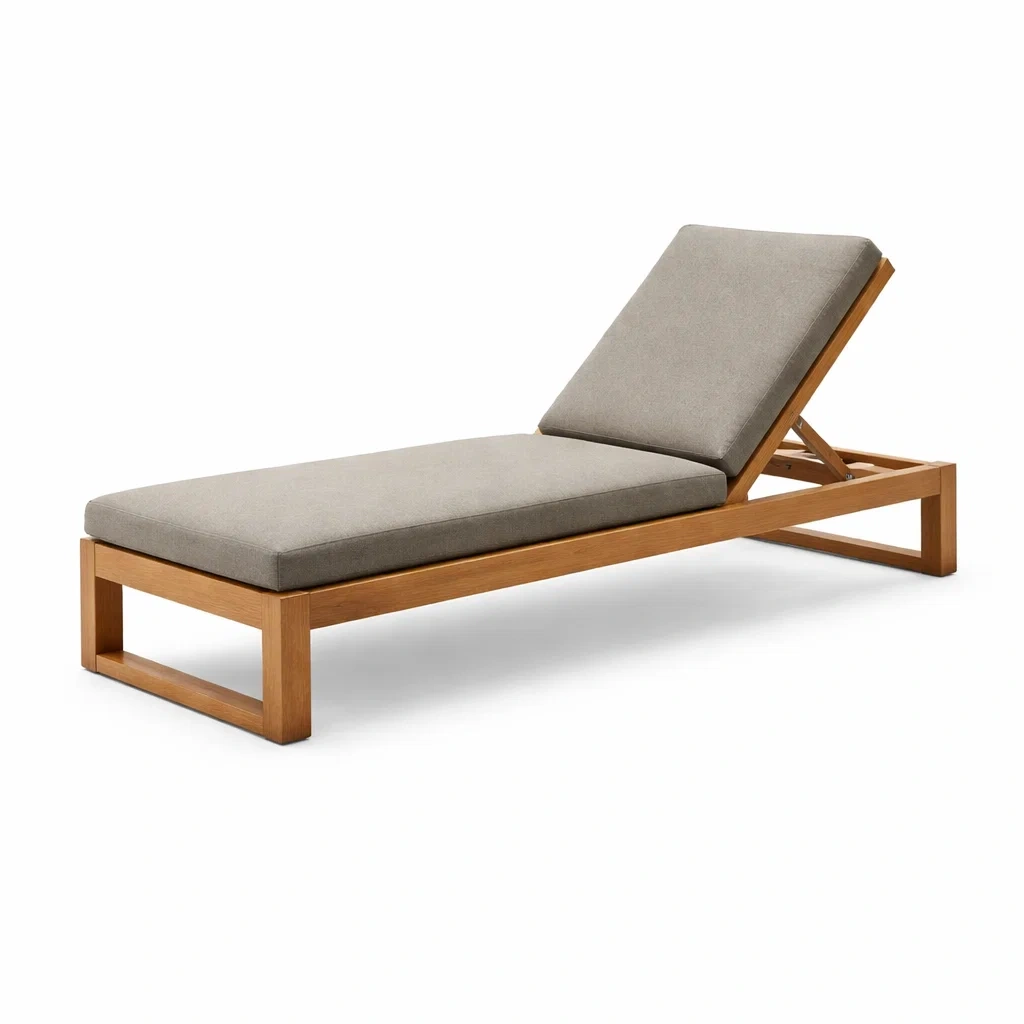 Chaise longue en bois et polyester gris-URBANVI BESPLACE