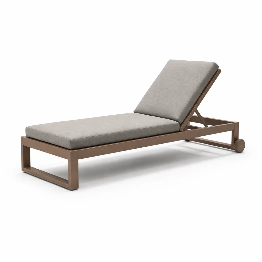 Chaise longue extérieure réglable en aluminium avec tissu beige-URBANVI BESPLACE
