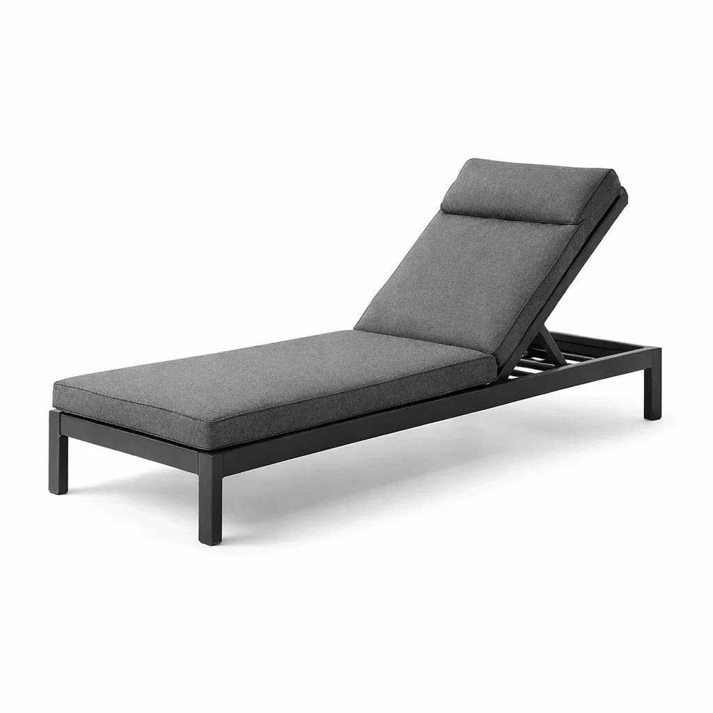 Chaise longue en aluminium et tissu réglable gris-URBANVI BESPLACE