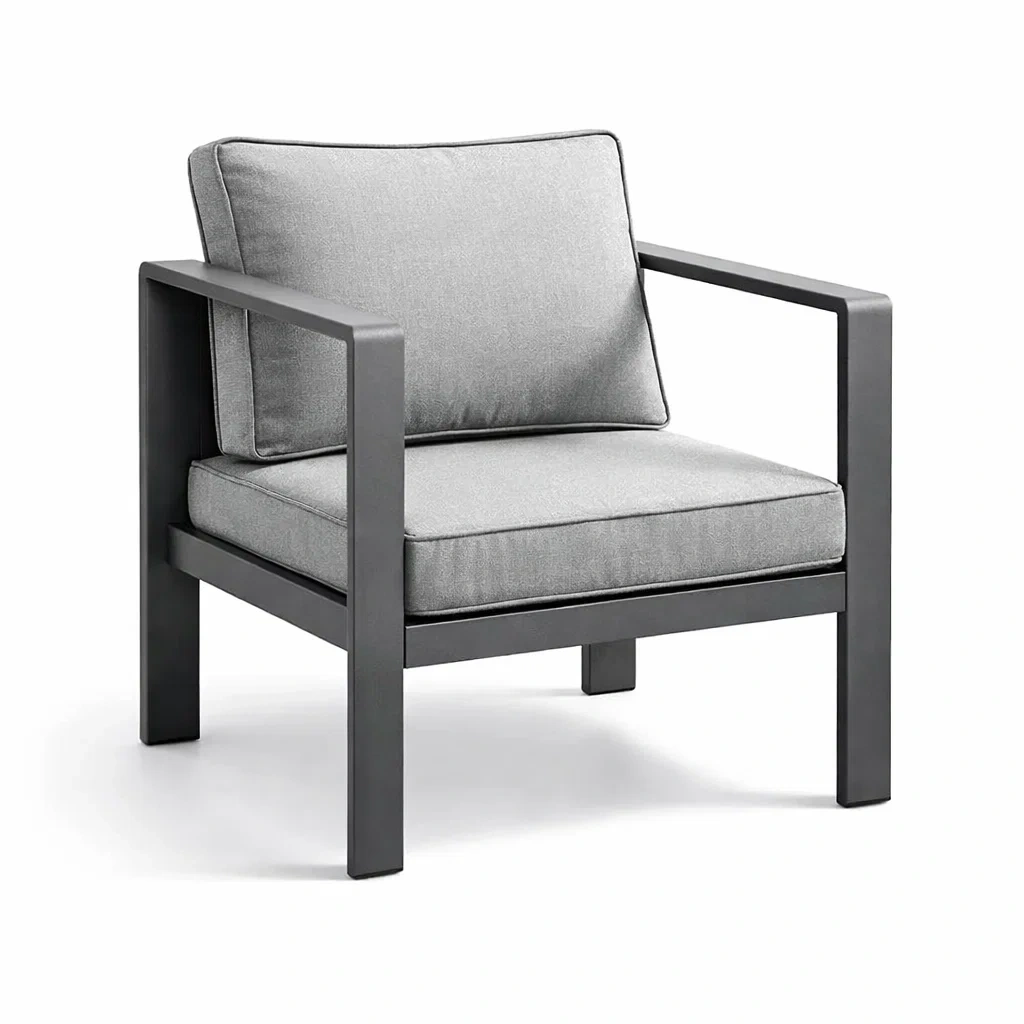 Fauteuil en aluminium avec coussins en polyester gris-URBANVI BESPLACE