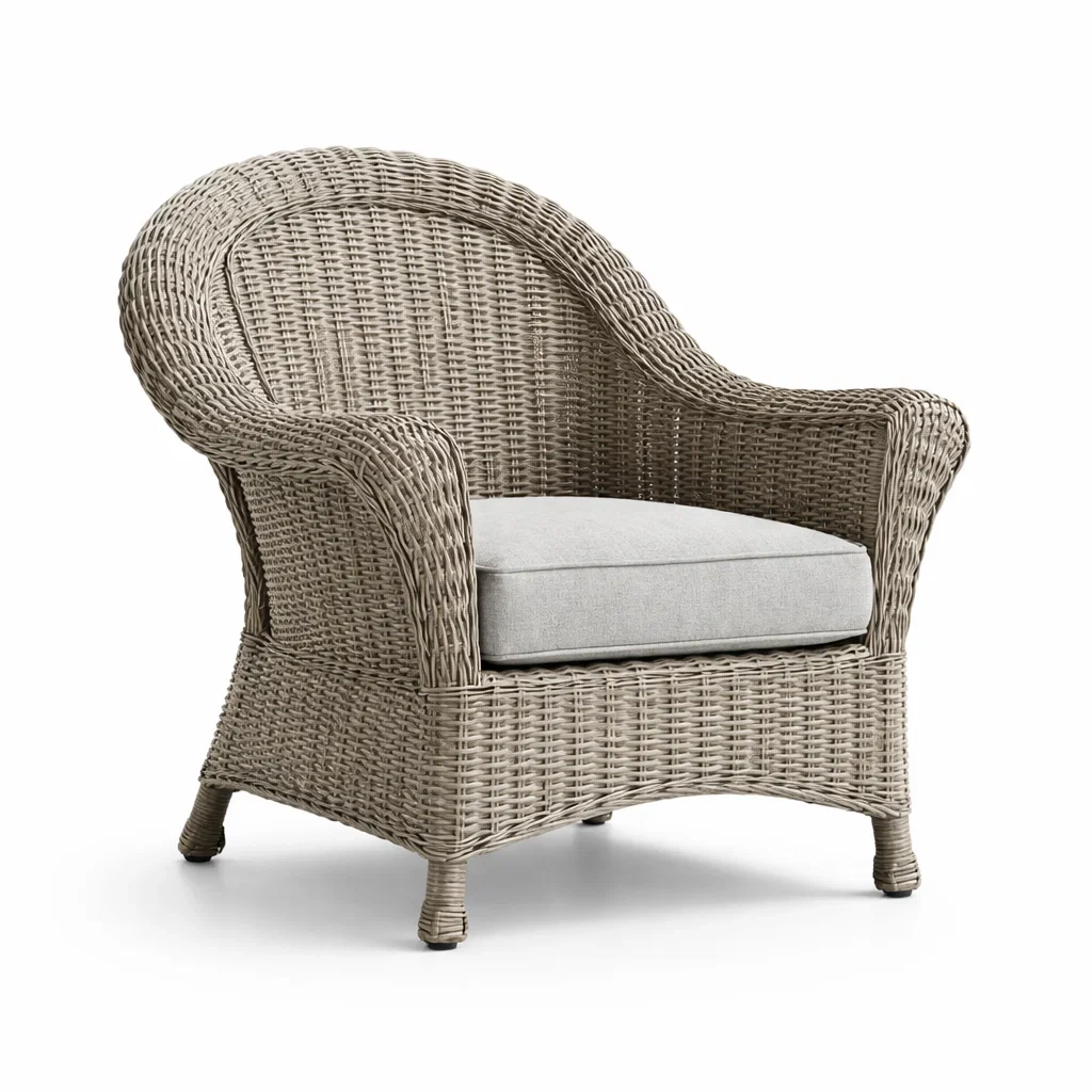Fauteuil en rotin synthétique gris clair-URBANVI BESPLACE