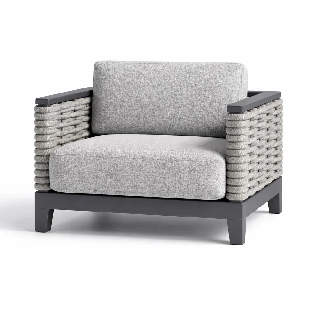 Fauteuil en métal avec coussins gris-URBANVI BESPLACE