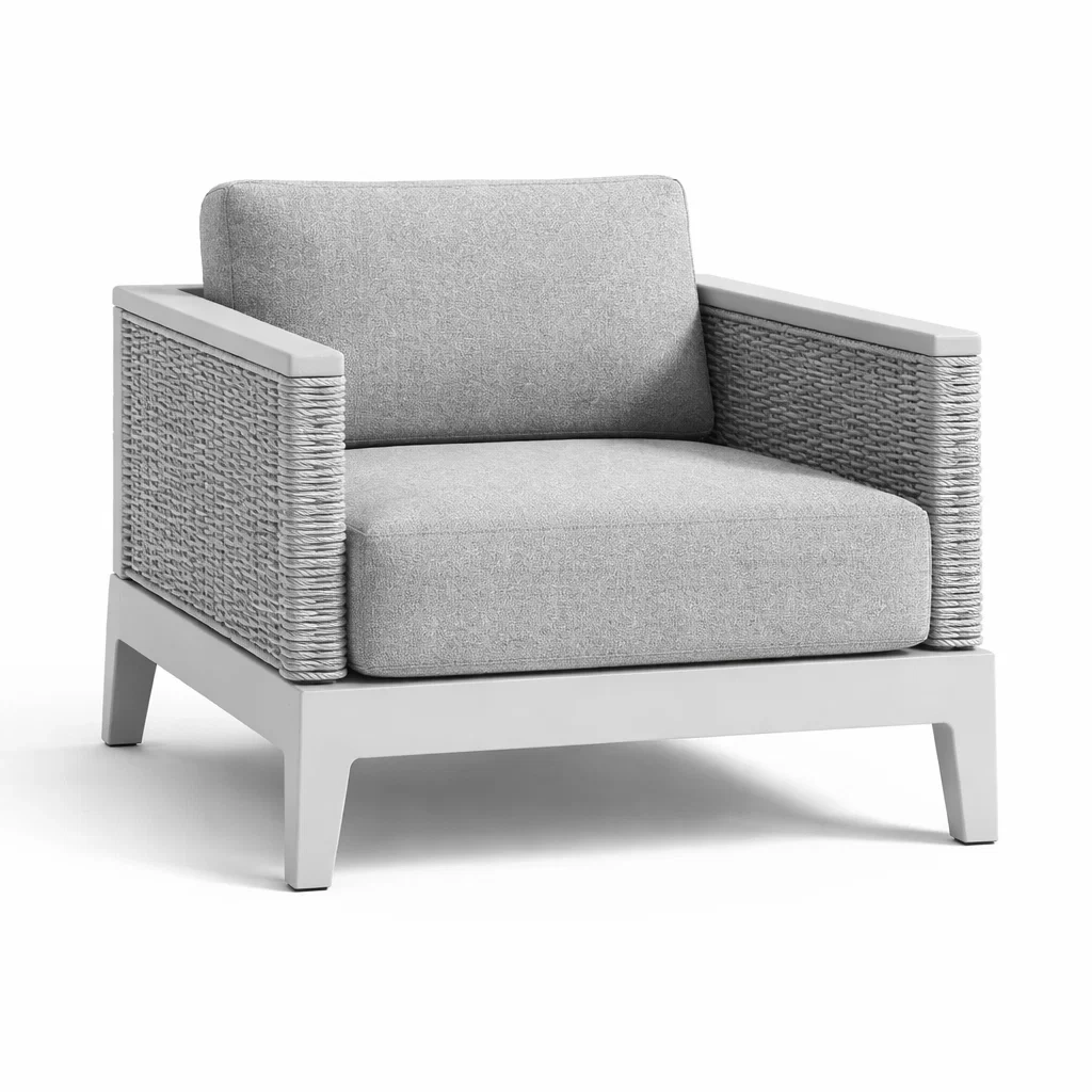 Fauteuil en aluminium et résine tressée gris-URBANVI BESPLACE