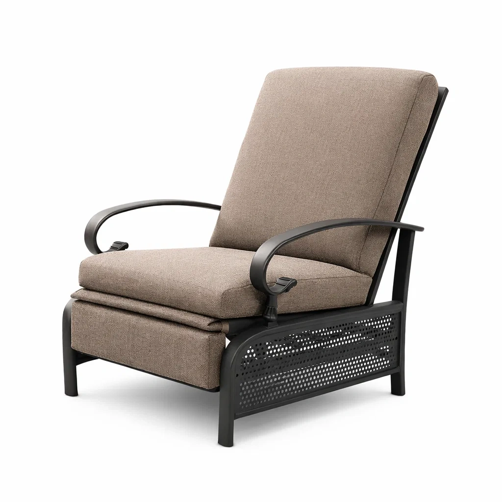 Fauteuil relax en métal et tissu marron-URBANVI BESPLACE