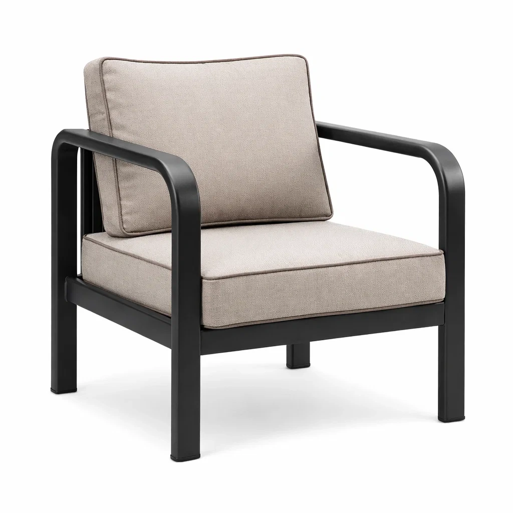 Fauteuil en aluminium et tissu polyester beige 75 x 80 x 85 cm-URBANVI BESPLACE