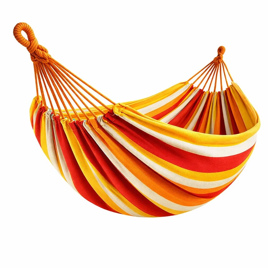 Hamac en tissu rayé jaune rouge et orange-URBANVI BESPLACE