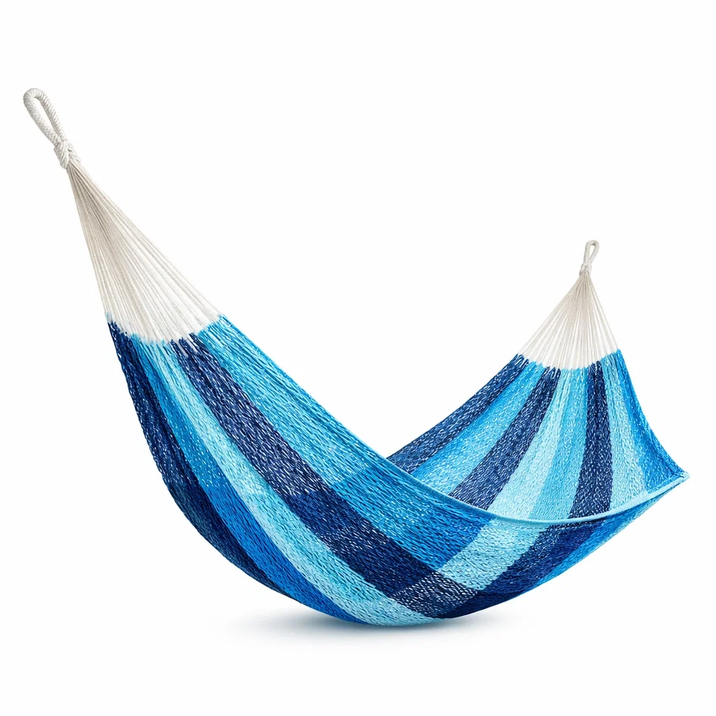 Hamac rayé en polypropylène bleu 200 x 150 cm-URBANVI BESPLACE