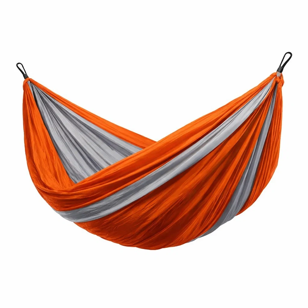 Hamac en tissu de parachute orange et gris double 300 x 200 cm extérieur-URBANVI BESPLACE