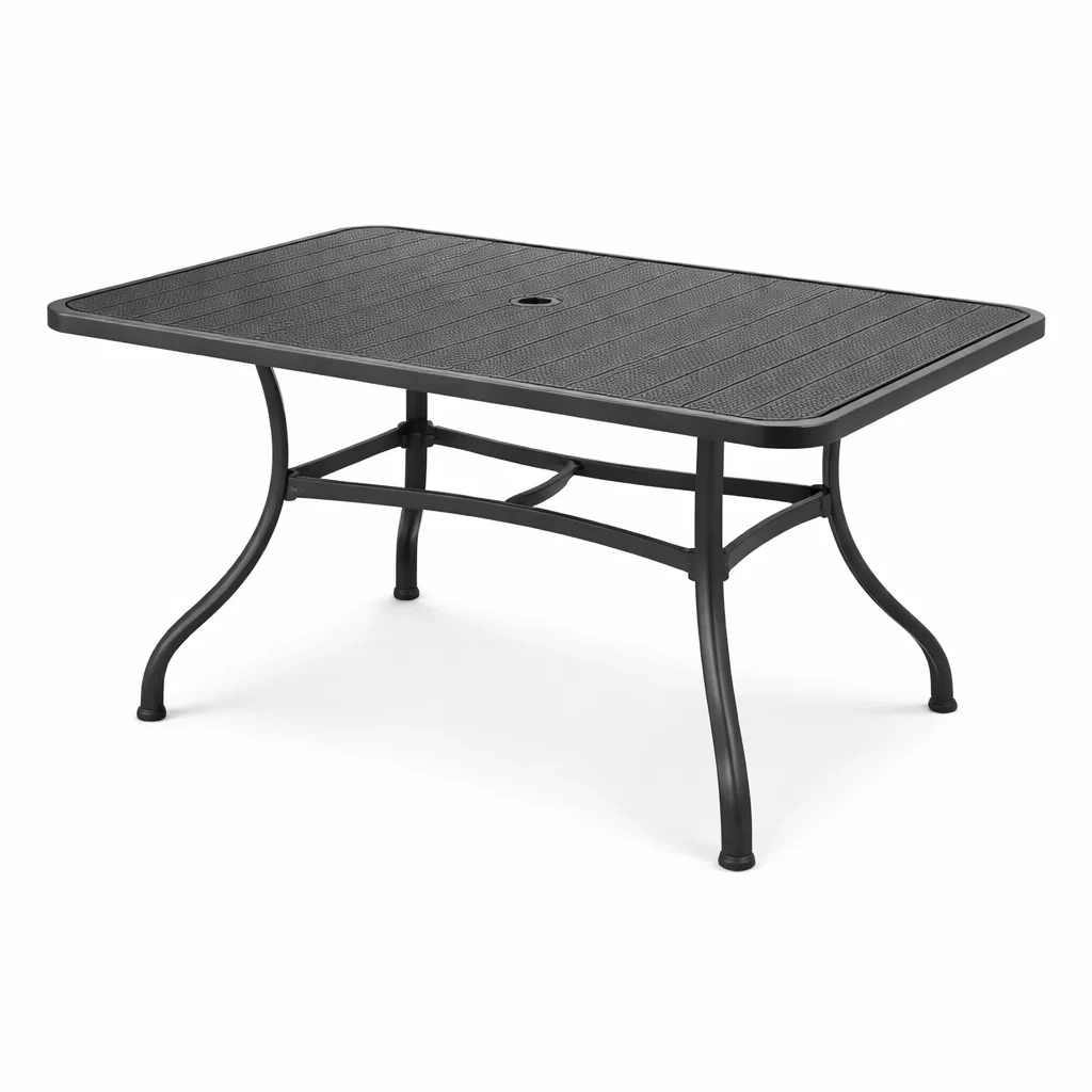 Table en métal noir avec trou pour parasol-URBANVI BESPLACE