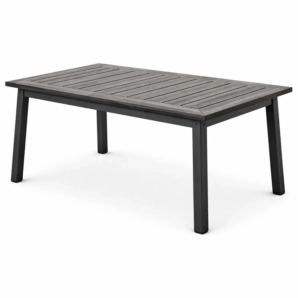 Table rectangulaire en bois composite et aluminium gris 150 x 90 x 74 cm-URBANVI BESPLACE