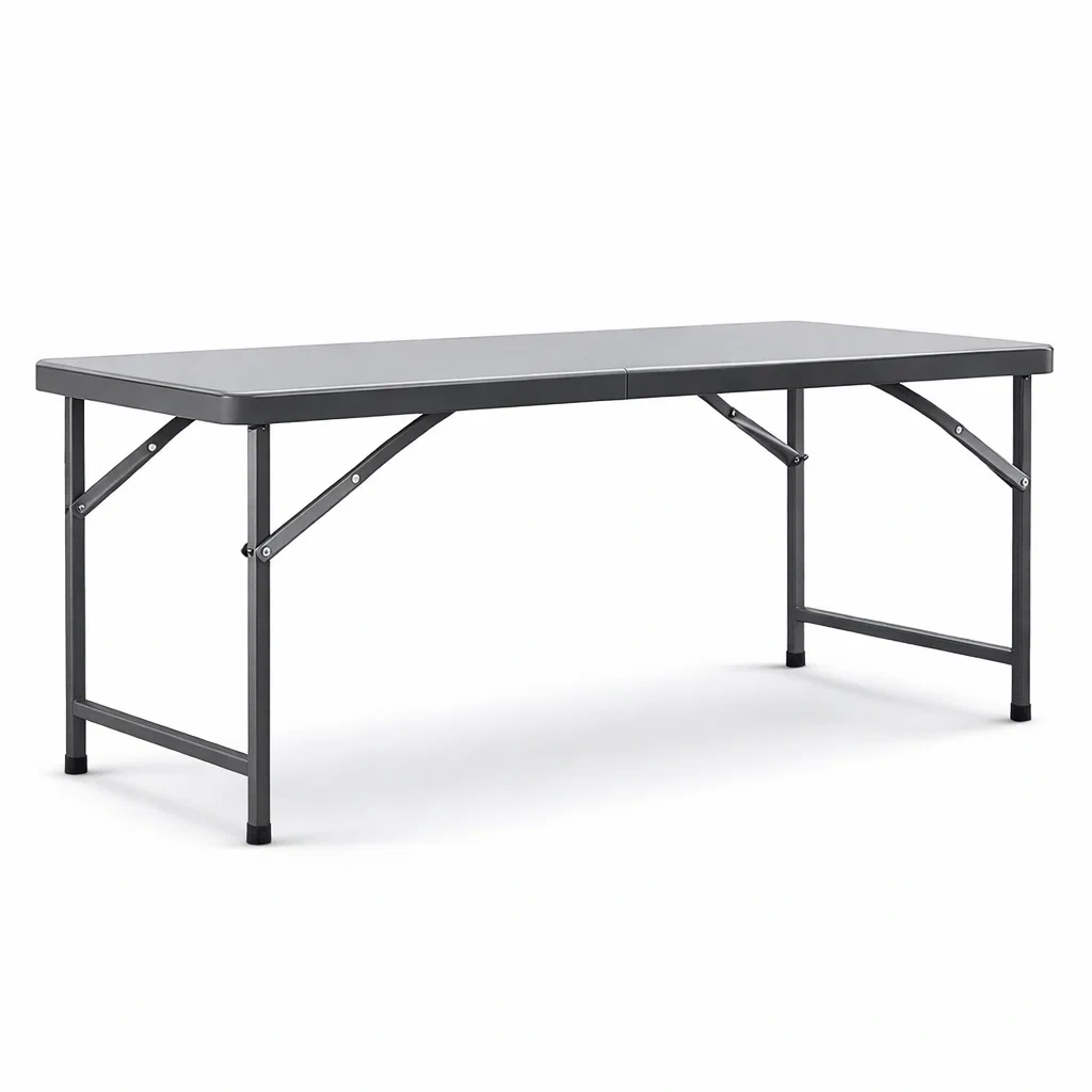 Table pliante rectangulaire en plastique polyéthylène gris 180 x 75 x 74 cm-URBANVI BESPLACE