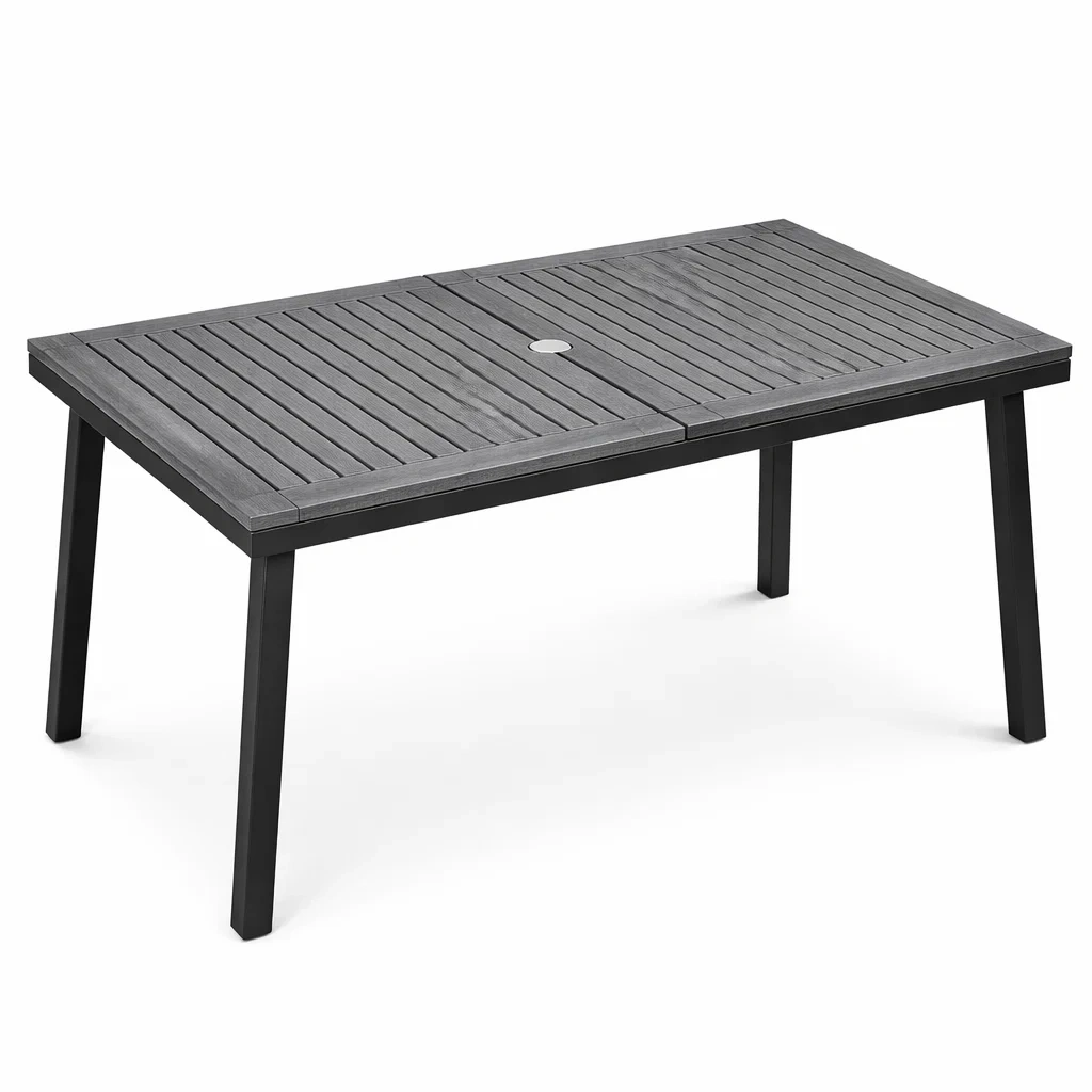 Table rectangulaire en bois composite et aluminium noir 180 x 90 x 74 cm-URBANVI BESPLACE