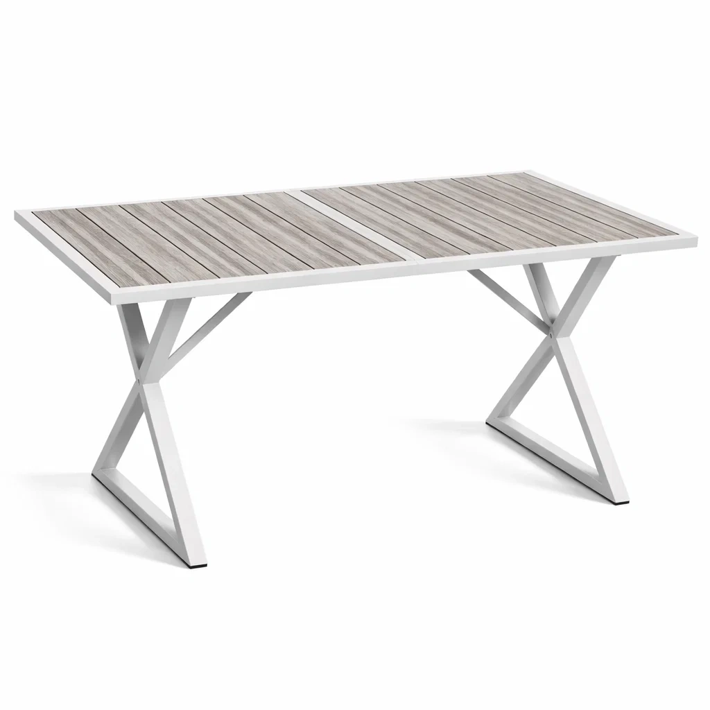 Table rectangulaire en aluminium et composite blanc et gris-URBANVI BESPLACE