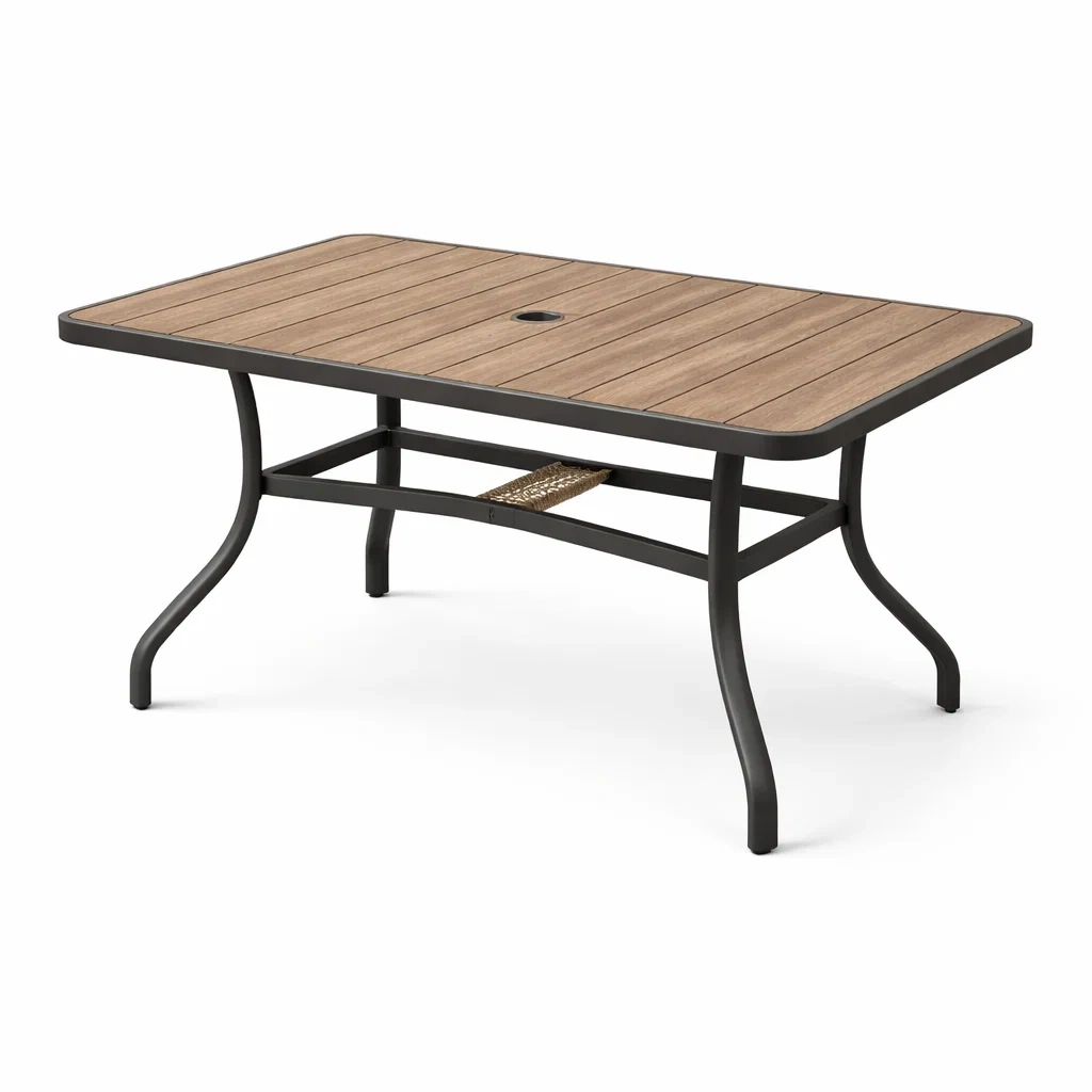 Table rectangulaire en bois et aluminium marron et noir 150 x 90 x 75 cm-URBANVI BESPLACE