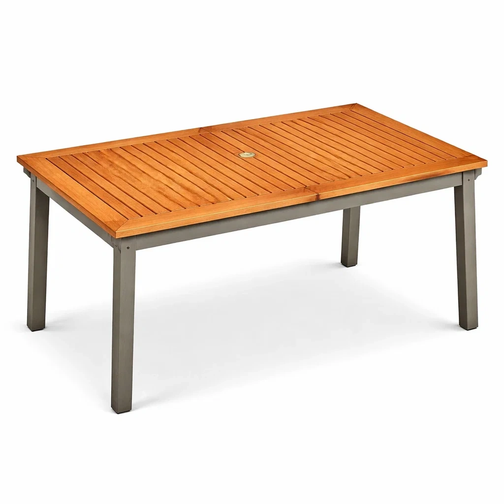 Table rectangulaire en bois d’acacia et aluminium-URBANVI BESPLACE