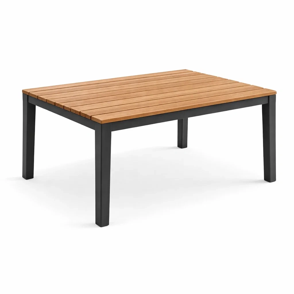 Table rectangulaire en bois et métal marron et noir 120 x 70 x 45 cm-URBANVI BESPLACE
