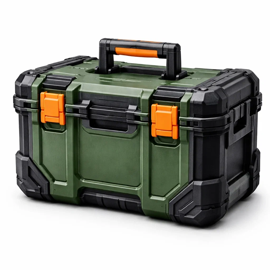 Boîte à outils en plastique polypropylène vert noir et orange-URBANVI BESPLACE