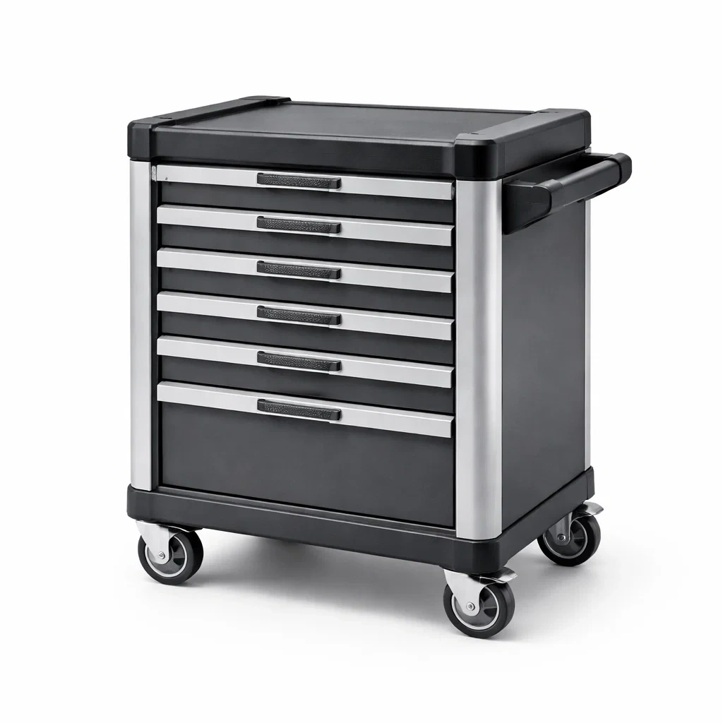 Chariot à outils en métal noir avec 6 tiroirs-URBANVI BESPLACE