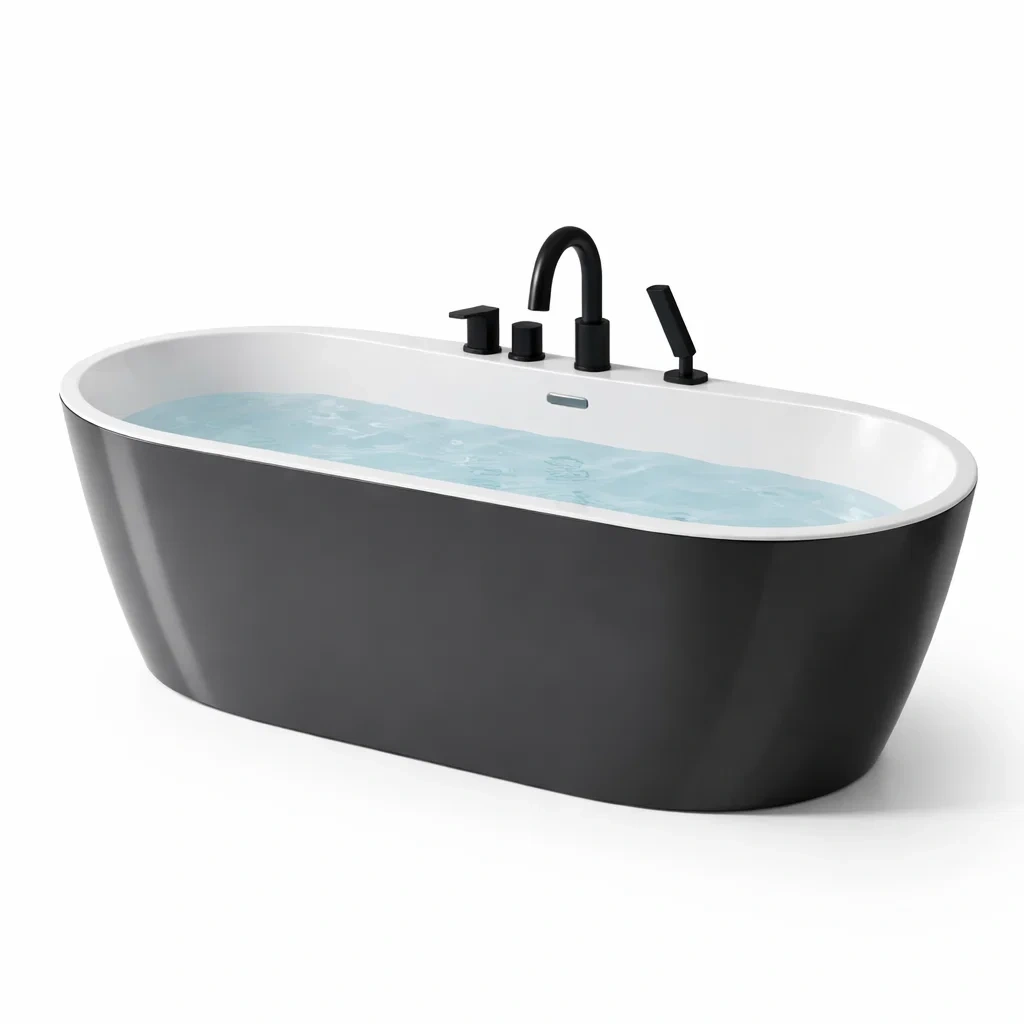 Baignoire îlot en acrylique noir et blanc-Luxen Ooks Pace