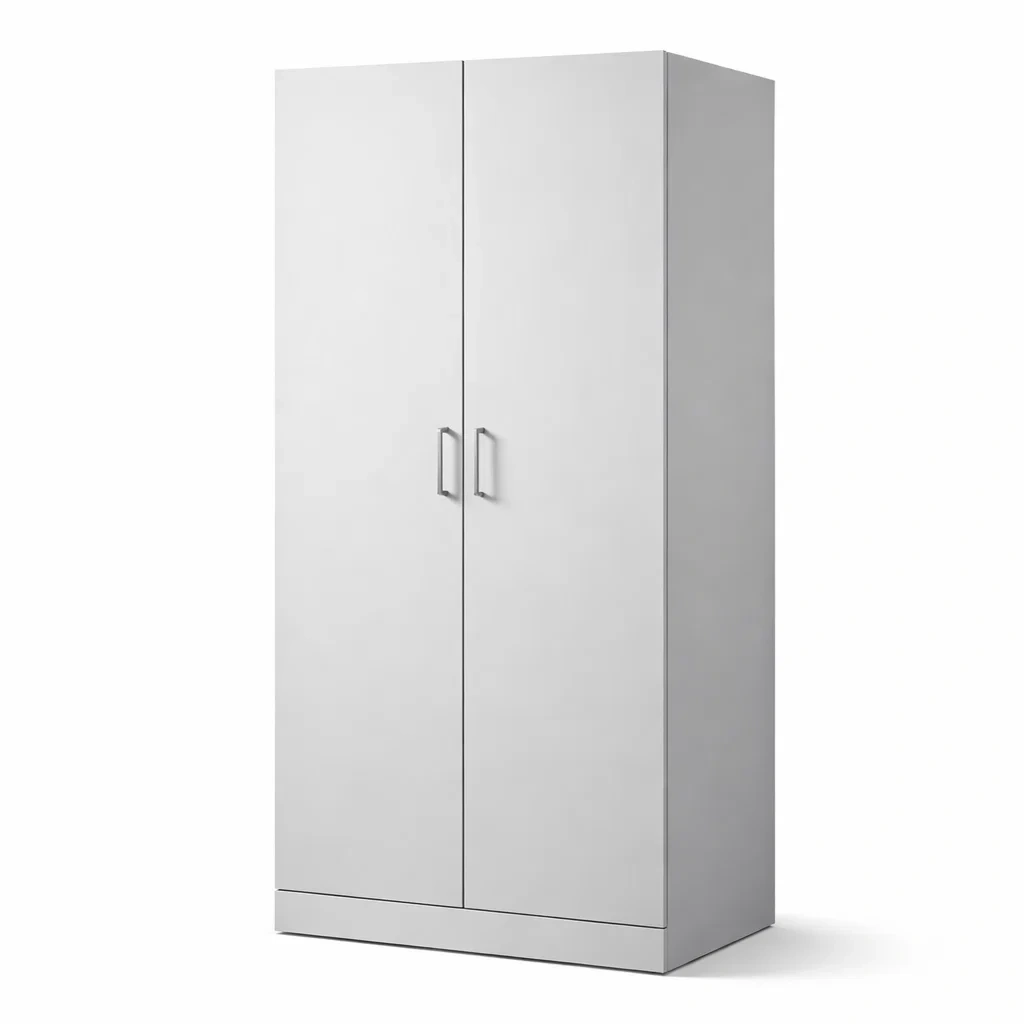 Armoire 2 portes en panneau de particules blanc 80 x 50 x 180 cm-Luxen Ooks Pace