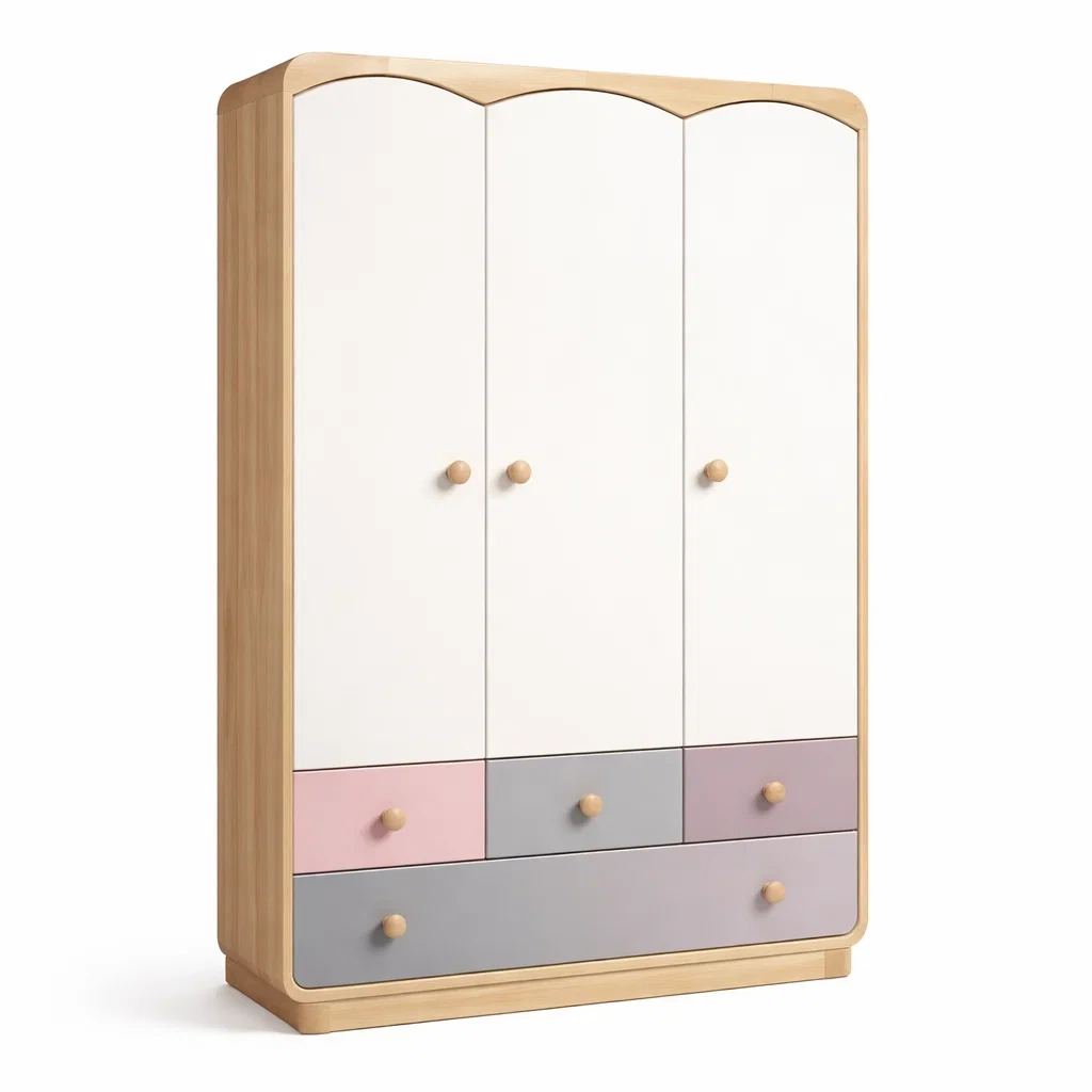 Armoire 3 portes en MDF et bois multicolore-Luxen Ooks Pace