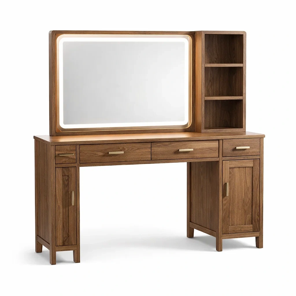 Coiffeuse en bois avec miroir LED-Luxen Ooks Pace