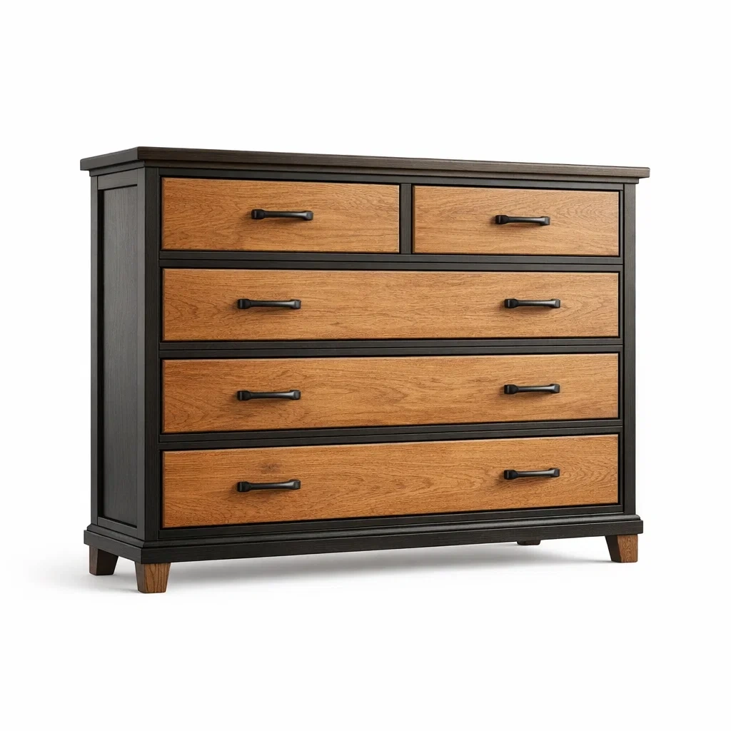 Commode en bois avec cinq tiroirs-Luxen Ooks Pace
