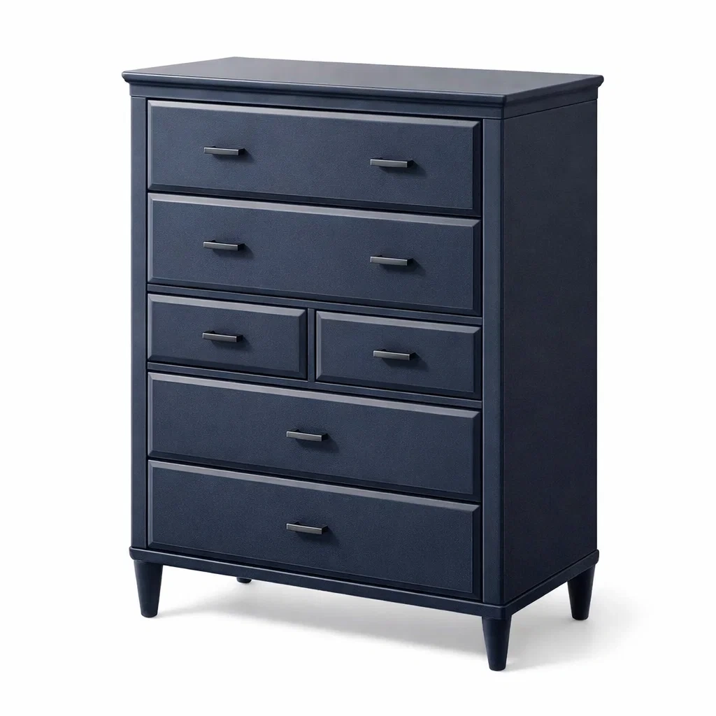 Commode en MDF bleu avec 6 tiroirs-Luxen Ooks Pace