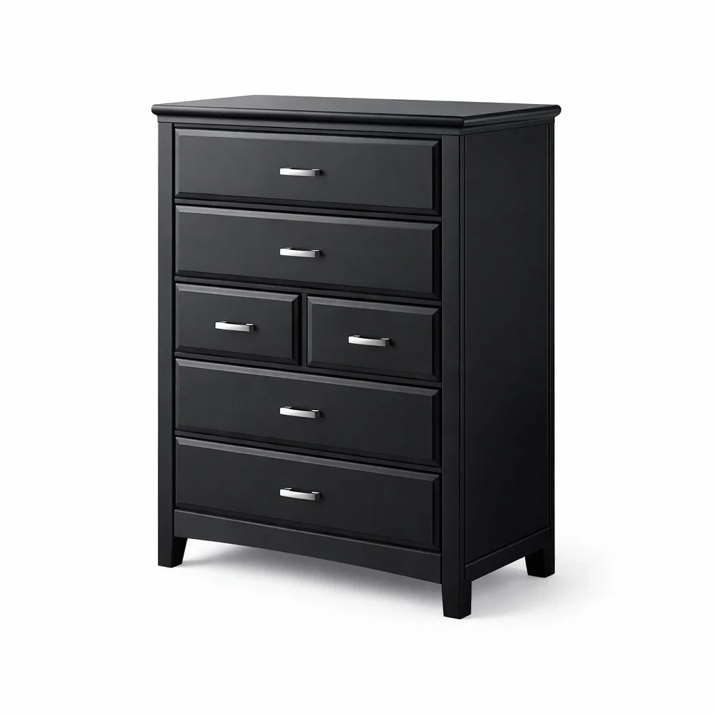 Commode en MDF noir avec 6 tiroirs-Luxen Ooks Pace