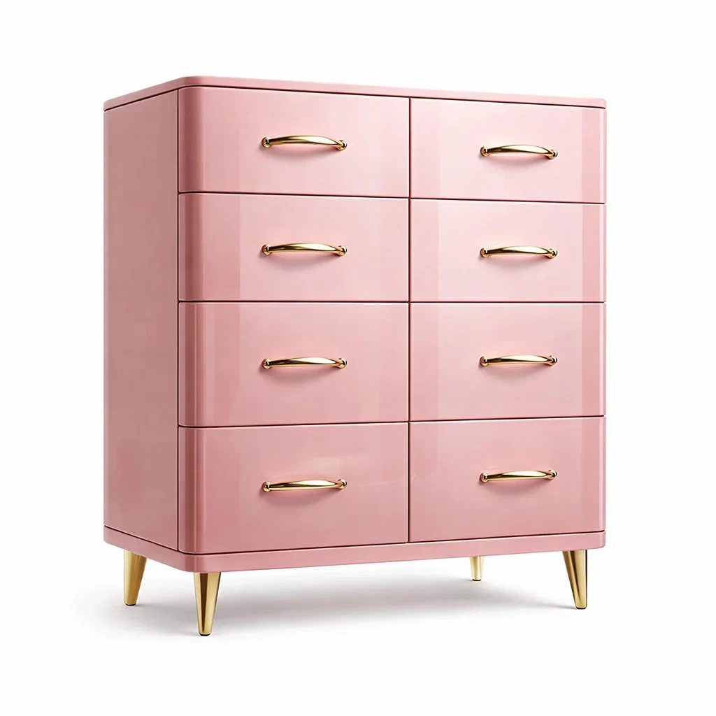 Commode en bois MDF avec poignées et pieds en métal doré-Luxen Ooks Pace