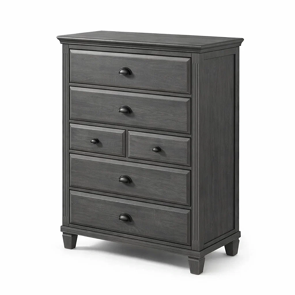 Commode 6 tiroirs en bois d'ingénierie gris-Luxen Ooks Pace